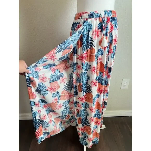 New Roxy She Cares Floral Maxi Skirt Women's S Tropical Beach Swim Hawaiian - Picture 4 of 11